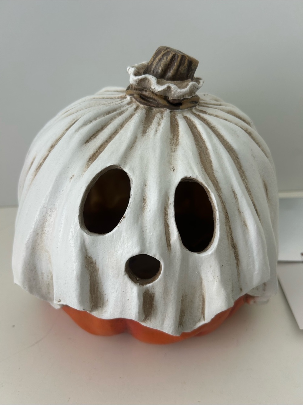 Halloween Pumpkin Jack O’ Lantern Ghost Light Up Decor Toil & Trouble 7.5” NEW - Picture 3 of 16